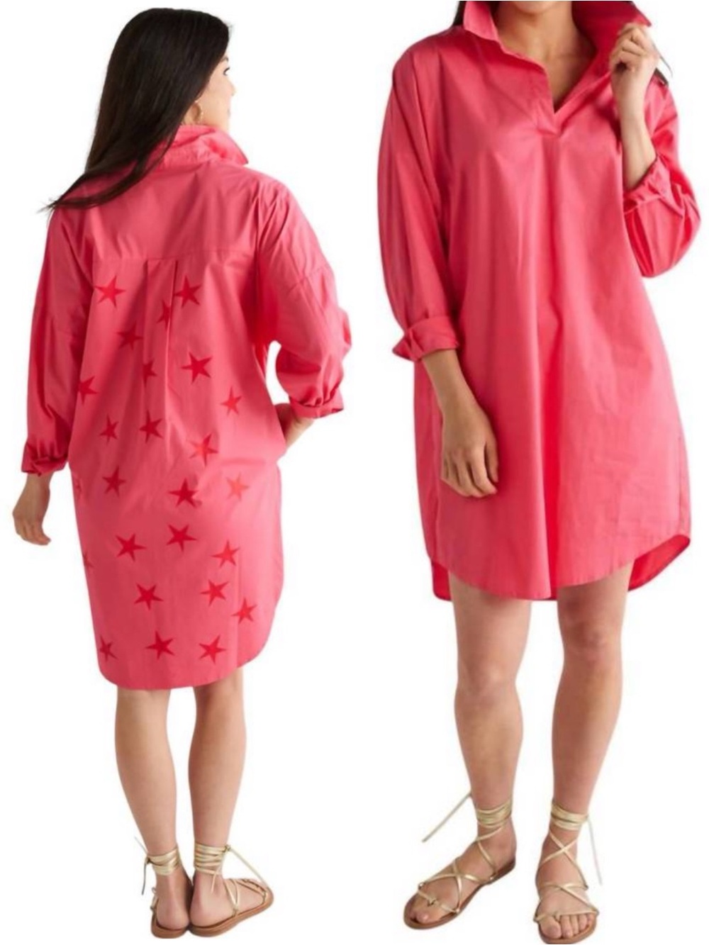 NEW CARYN LAWN preppy star back dress in fuchsia pink NWT One Size   Sk3